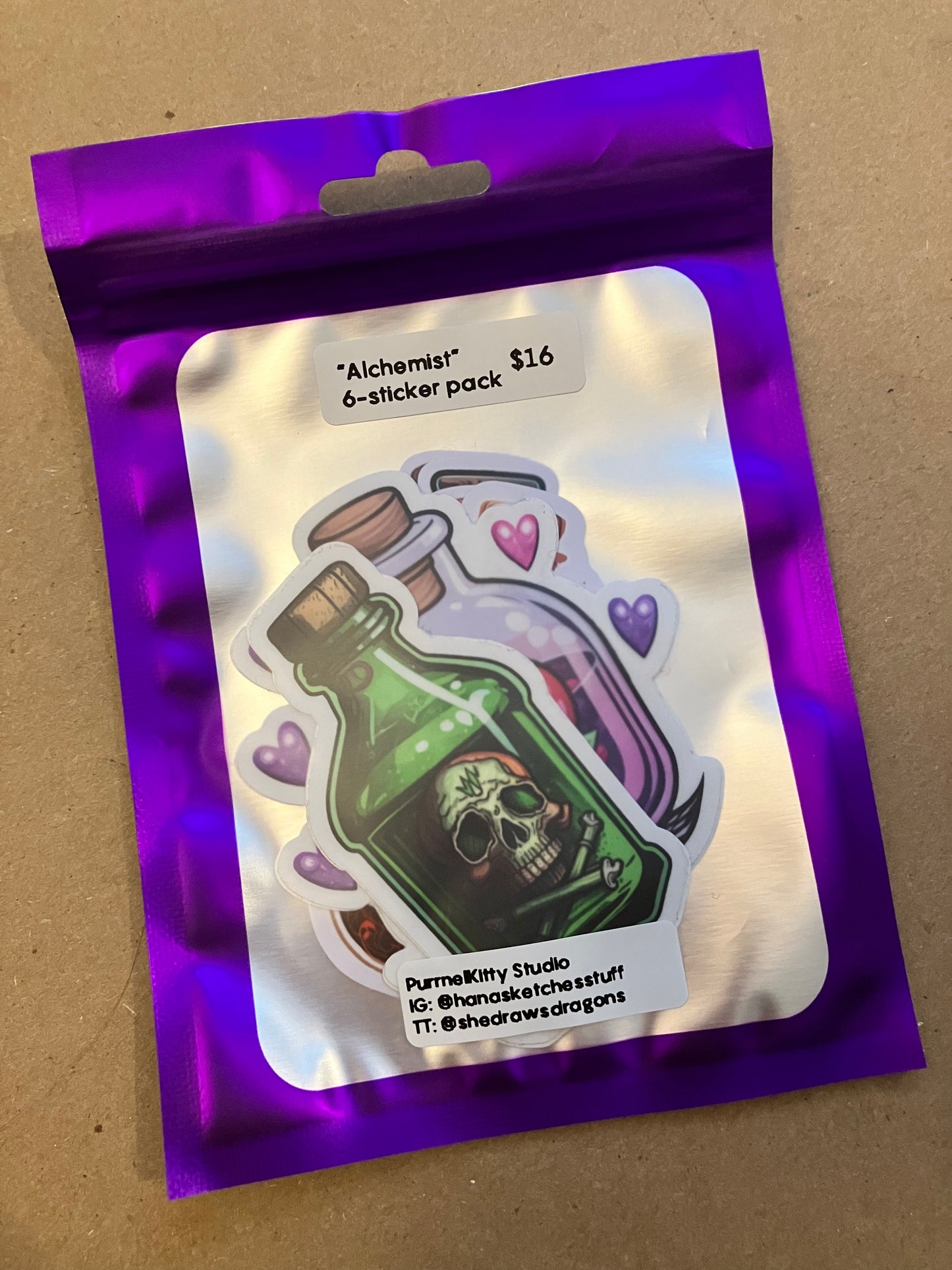 "Alchemist" 6-sticker RPG video game potion themed sticker pack