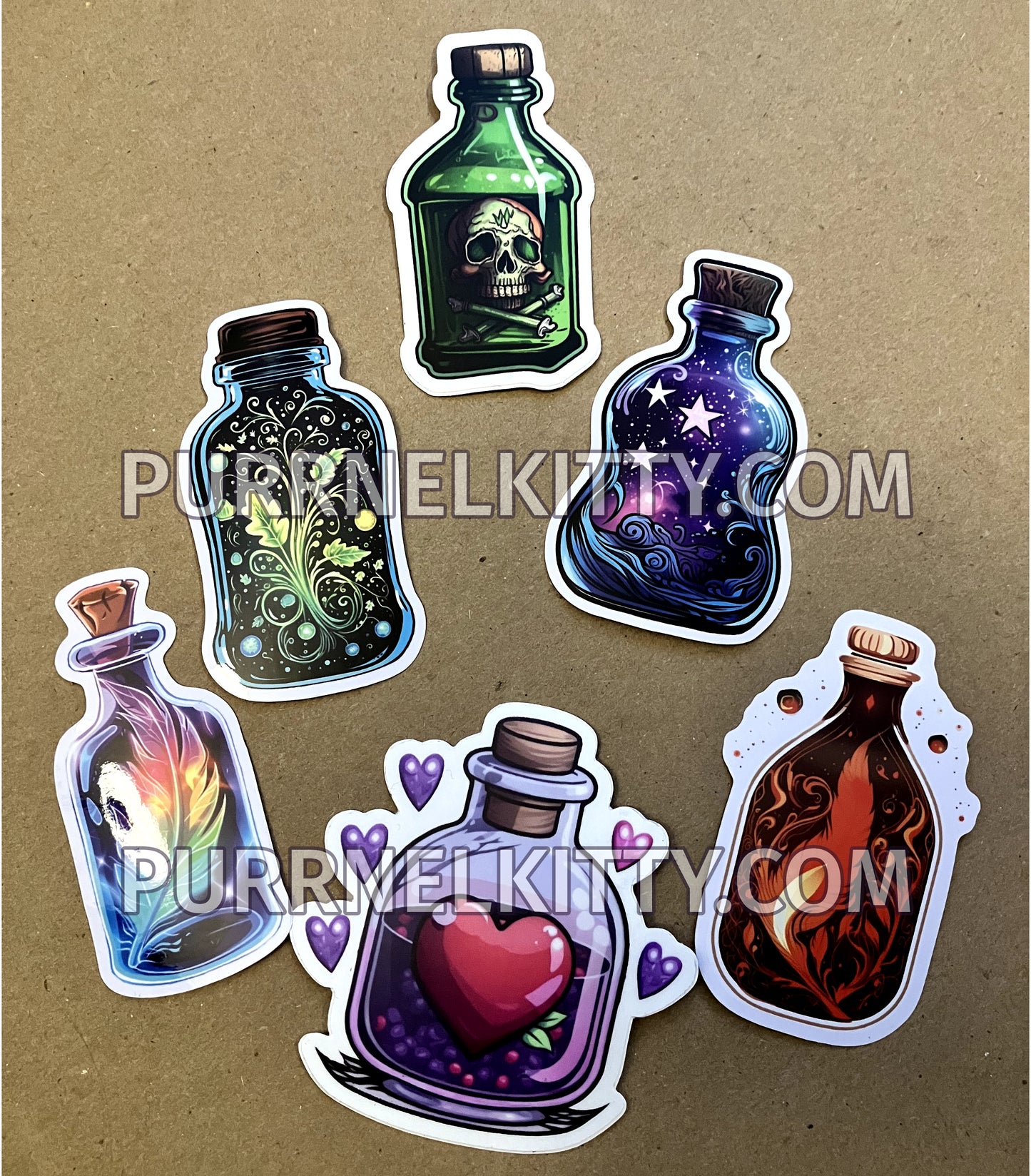 "Alchemist" 6-sticker RPG video game potion themed sticker pack